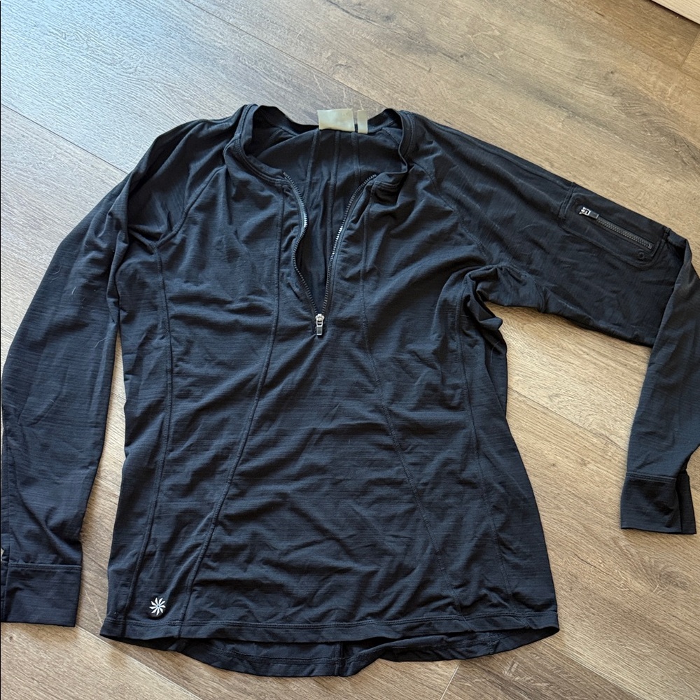 Athleta Black 1/4 Zip-Up Top